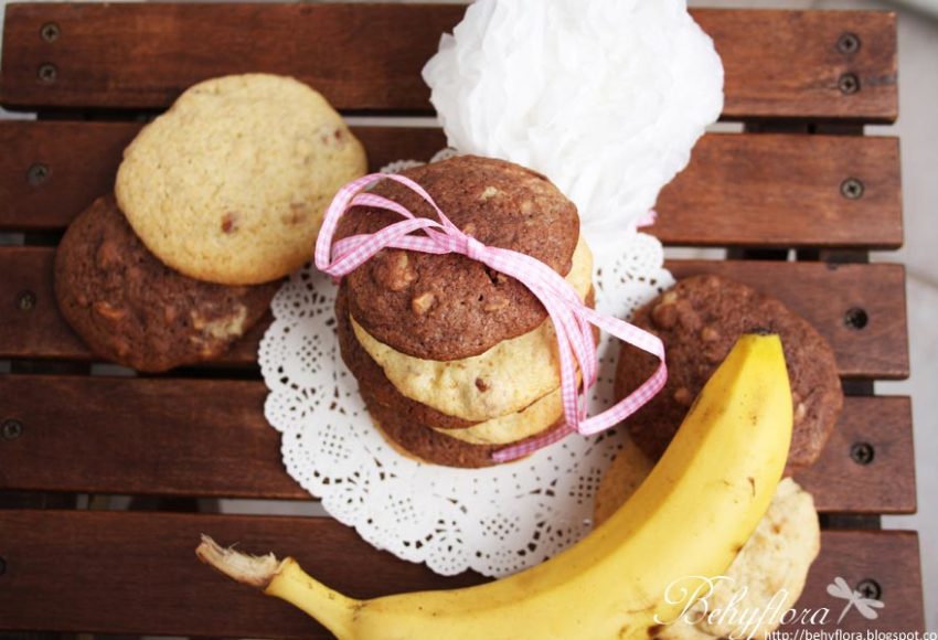 Bananen-Cookies mit Schokolade und Nüssen